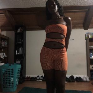 Orange tiger stripe romper